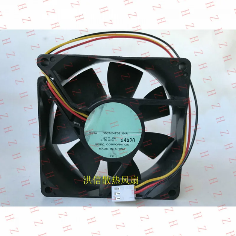 P+ for Nidec D08T-24TS9 04A 24V 0.15A 8025 80mm 3-wire inverter cooling fan 3pin