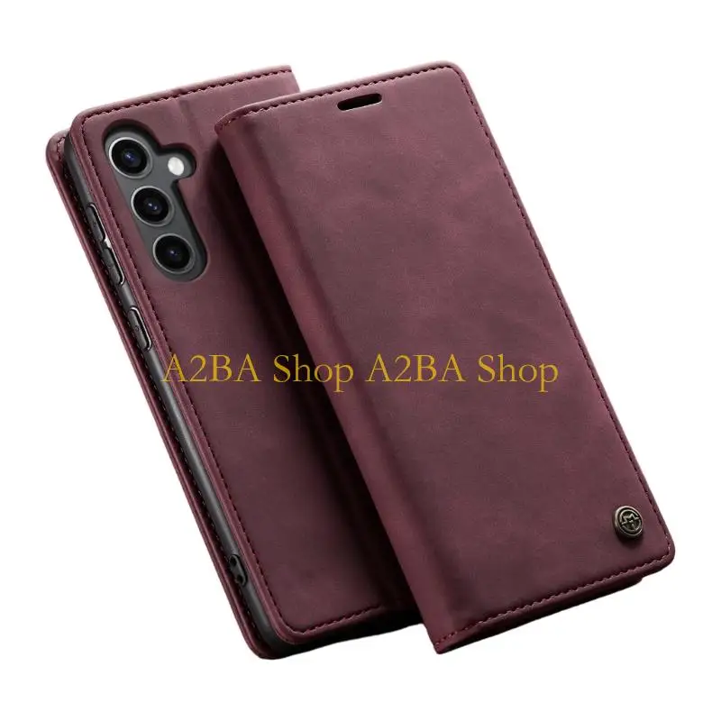 A2BA Luxury Leather Case Shell For S25 Soft Inner Lining Accurate Camera Cutouts Wallet Case With Stand Function