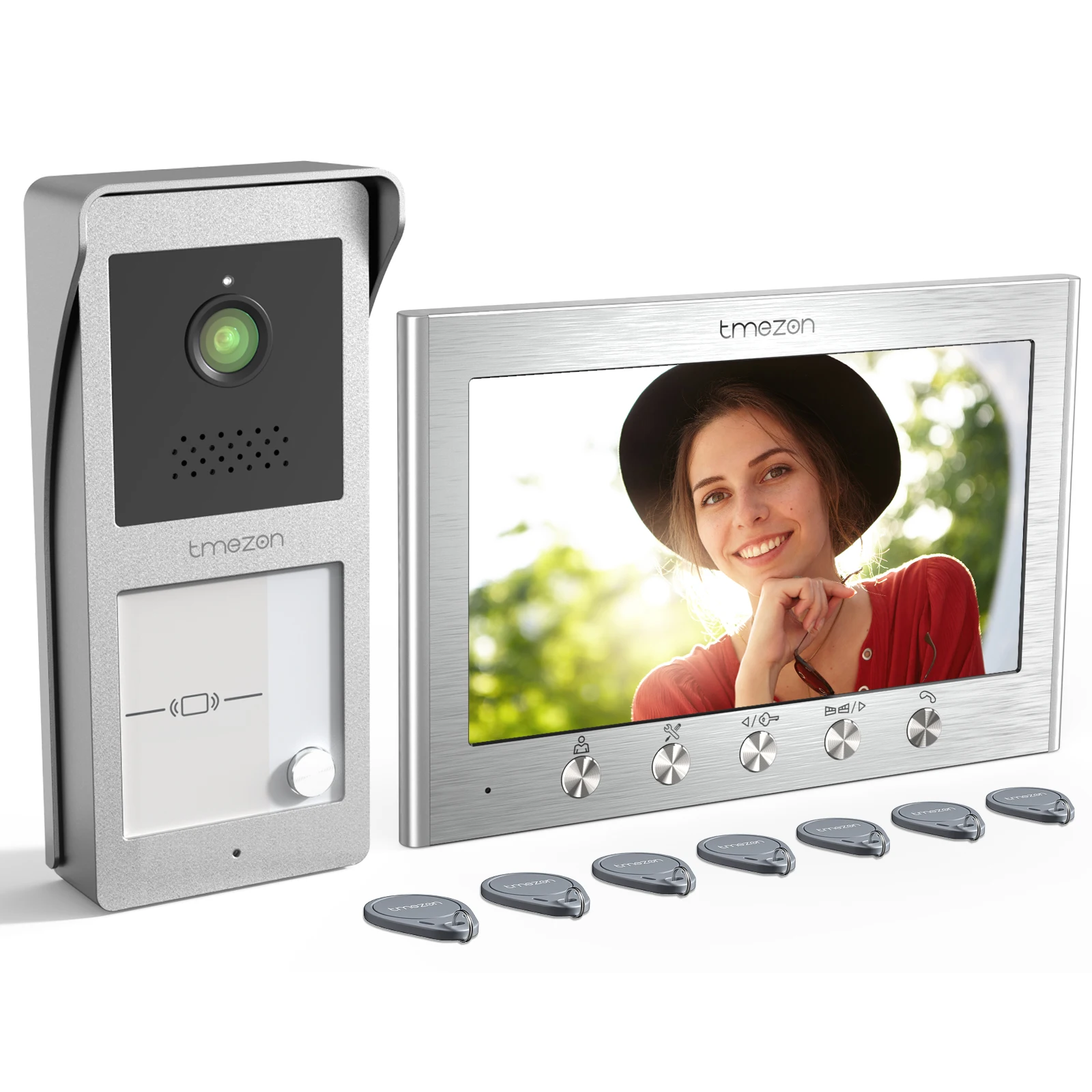 

2 wire video door phone doorbell intercom system for Home security,TMEZON 7 inch monitor with wired bell,RFID card/night vision