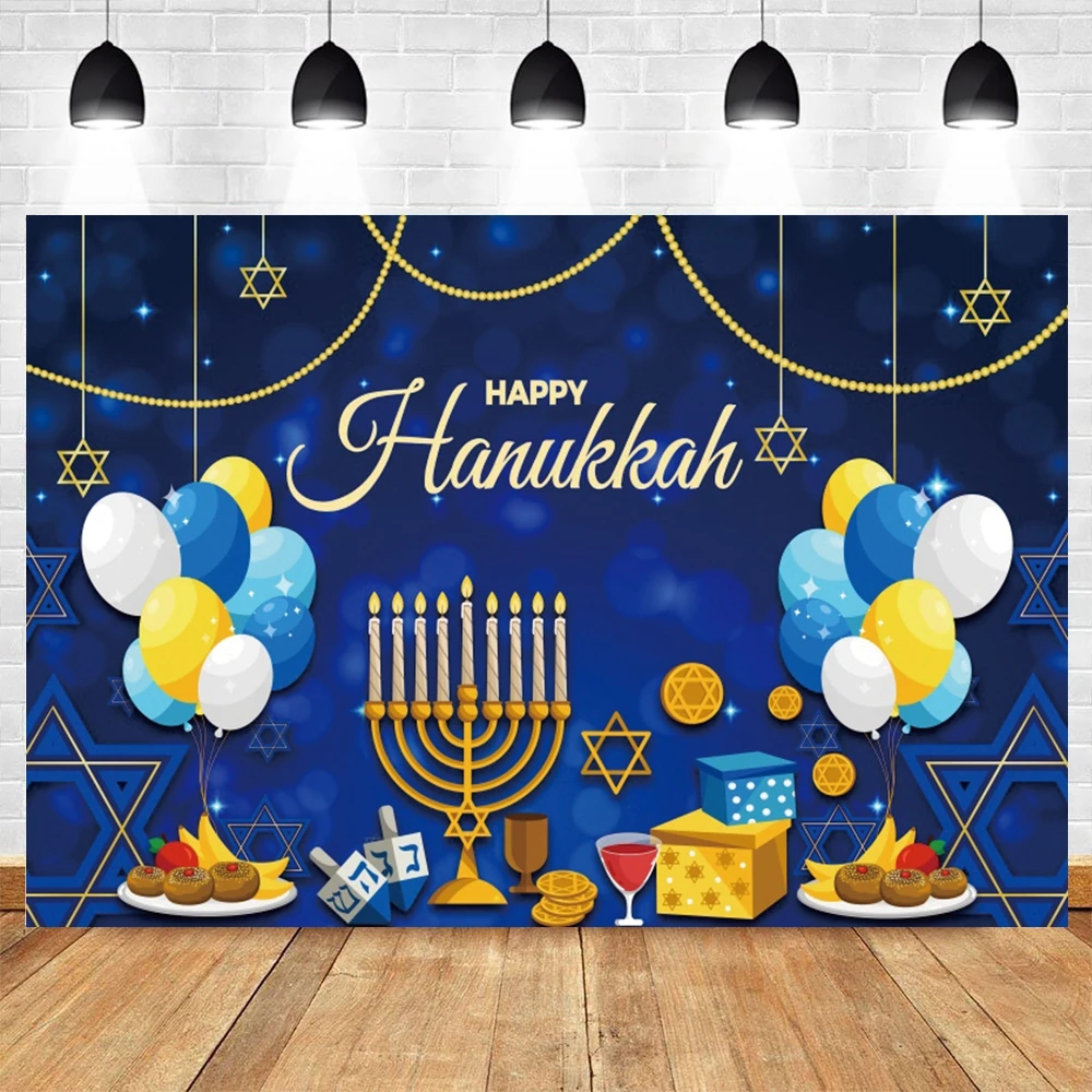Long Lanh Happy Hanukkah Chanukah Phông Nền Photocall Do Thái Jerusalem Menorah Thực Phẩm Trang Trí Tiệc Nền Chụp Ảnh Ảnh Phòng Thu