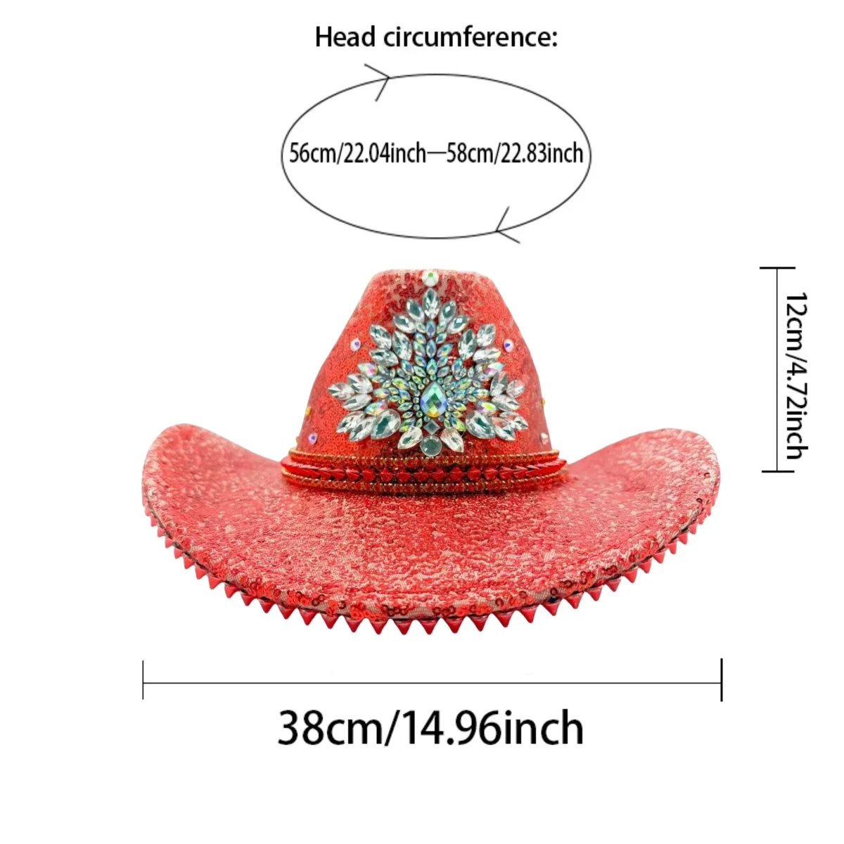 HongLuan Glitterkostuumhoed Volwassene & Cowboyhoeden Strass voor dames, Cowboy Cosplay Vrouwelijke accessoires & Cowgirl Cap