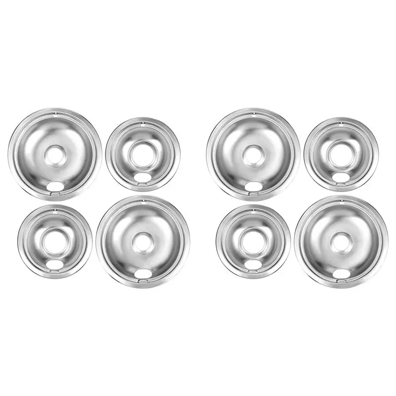 ABJN-8X Drip Pan Kit,Universal Chrome Burner Drip Bowls Replacement For Whirlpool Kitchen Aid Range W10278125 W10196405