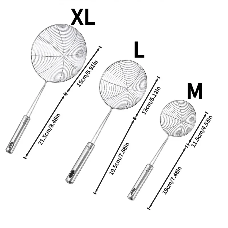 Stainless Steel Long Handle Food Filter，Kitchen Household Big Strainer Noodles Strainer Dumpling Oil Pan Baking Cooking Tools view 2