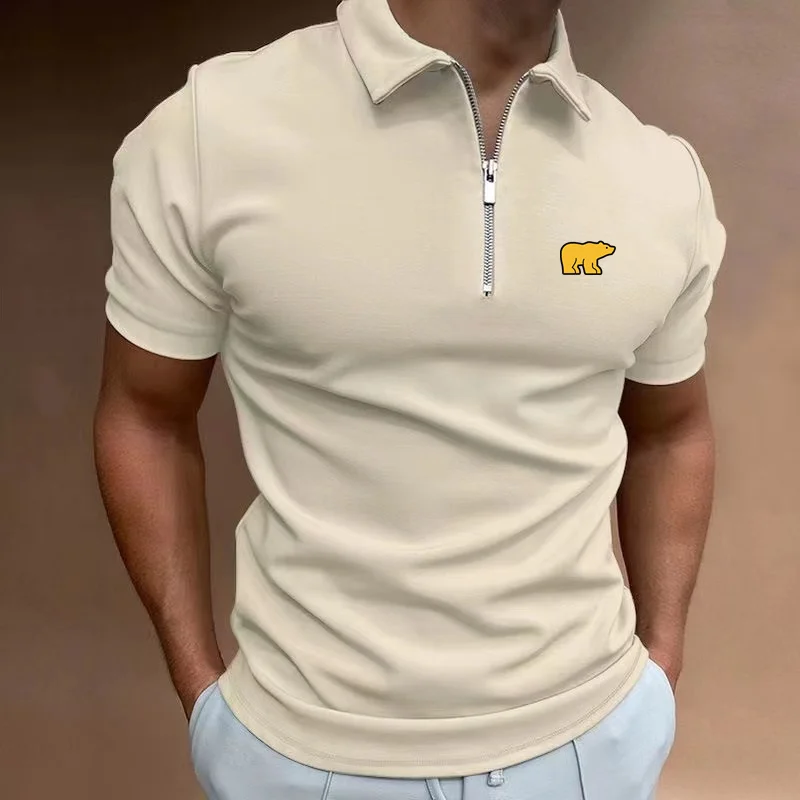 

2024 Camiseta de Golf con cremallera para hombre POLO informal de manga corta ropa de calle de verano ropa de medida europea