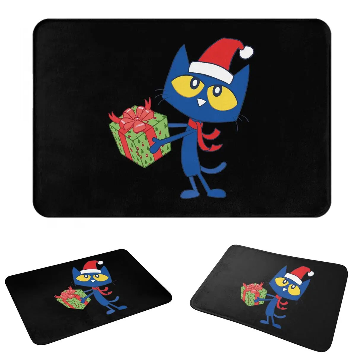 Pete The Cat Celebrate Christmas Anti-slip Doormat Floor Mat Sand Scraping Carpet Rug for Kitchen Entrance Home room Footpad Mat