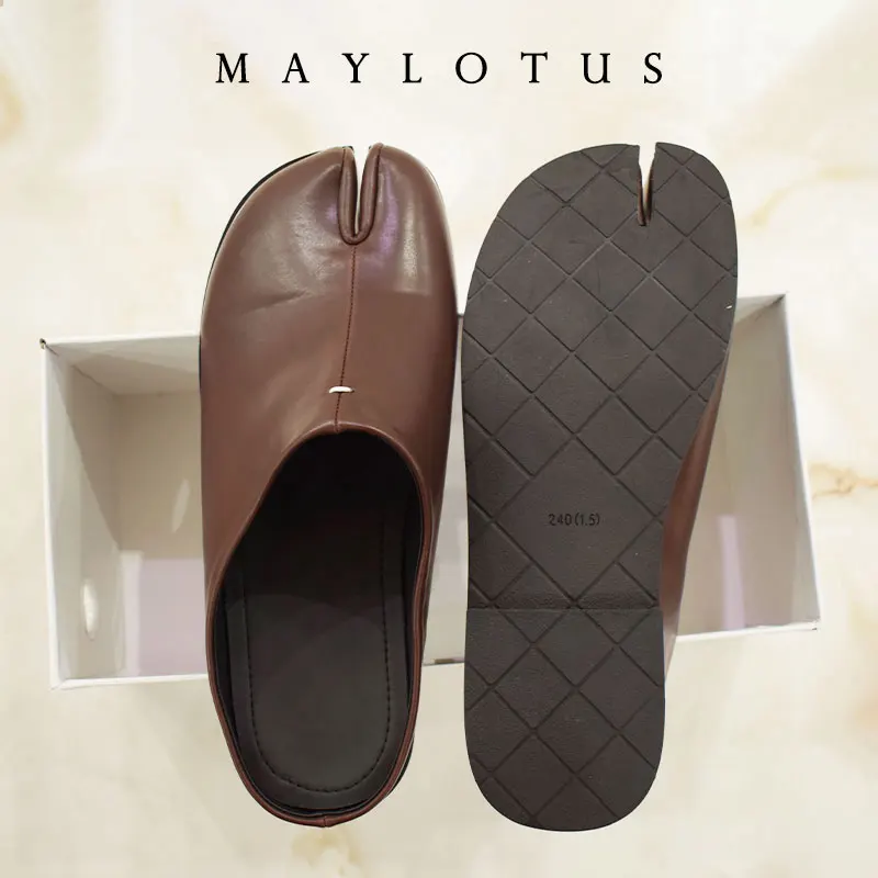 Novelty Split Toe Shoes Woman Ninja Tabi Slippers Leather Slides Comfy Mules Femmes Clog Sandals Pettitoes  Slippers Women