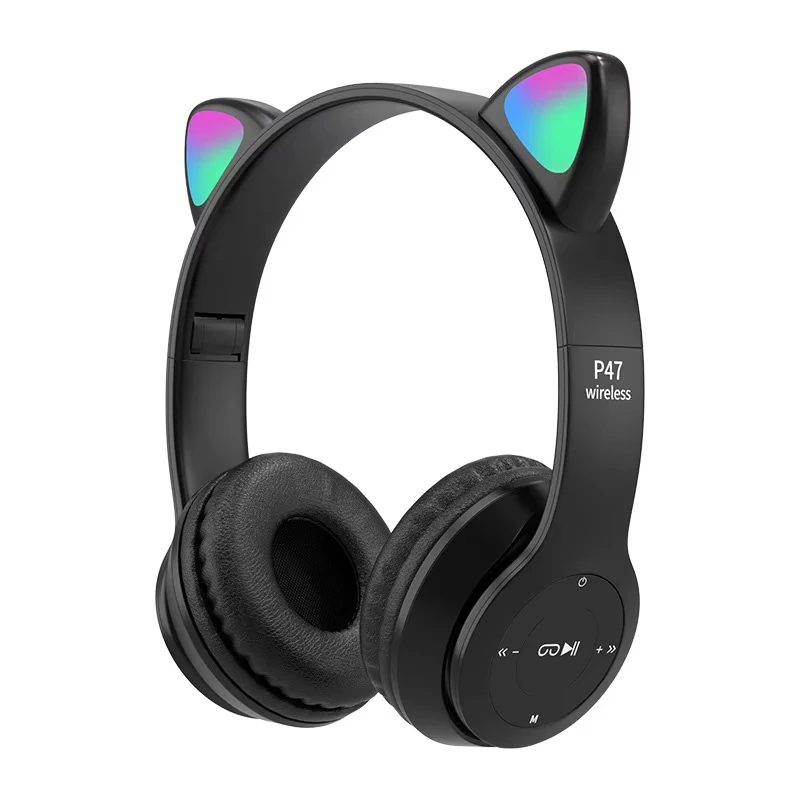Wireless Bluetooth Headset Gamer Cat Ear LED Light Waterproof Noise Cancelling Earbuds Wireless Headphones Bluetooth Earphones