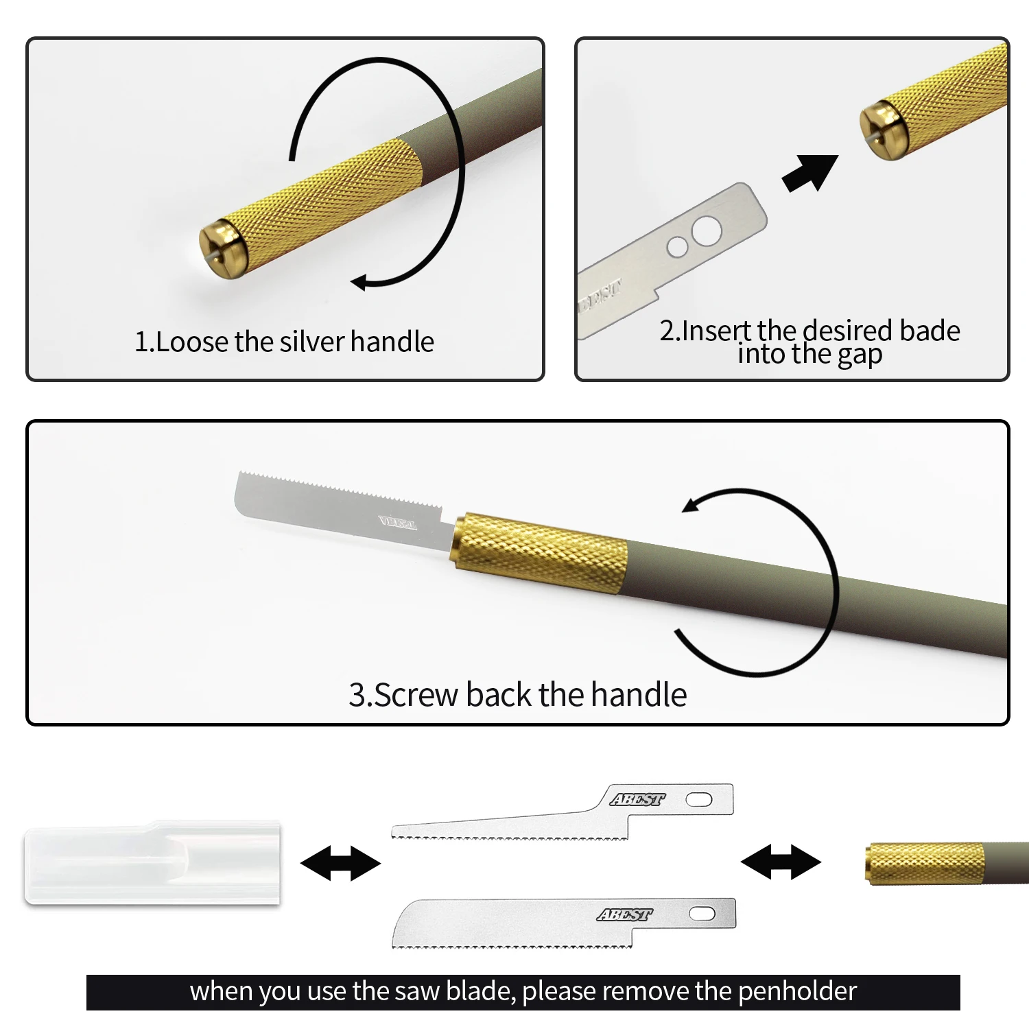 YSTAR-Mini Scie à Main avec Chaîne, Kit d'Outils Artisanaux avec 6 Couteaux de Modélisation, Bricolage, pour Ministres à la Main