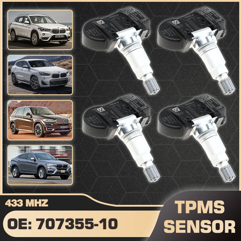 1/4Pcs Tire Pressure Monitor Sensor TPMS 433 MHz For BMW X1 F48 BMW X2 BMW X5 F15 F85 BMW X6 F16 F86 2014-2019 707355-10 6856209