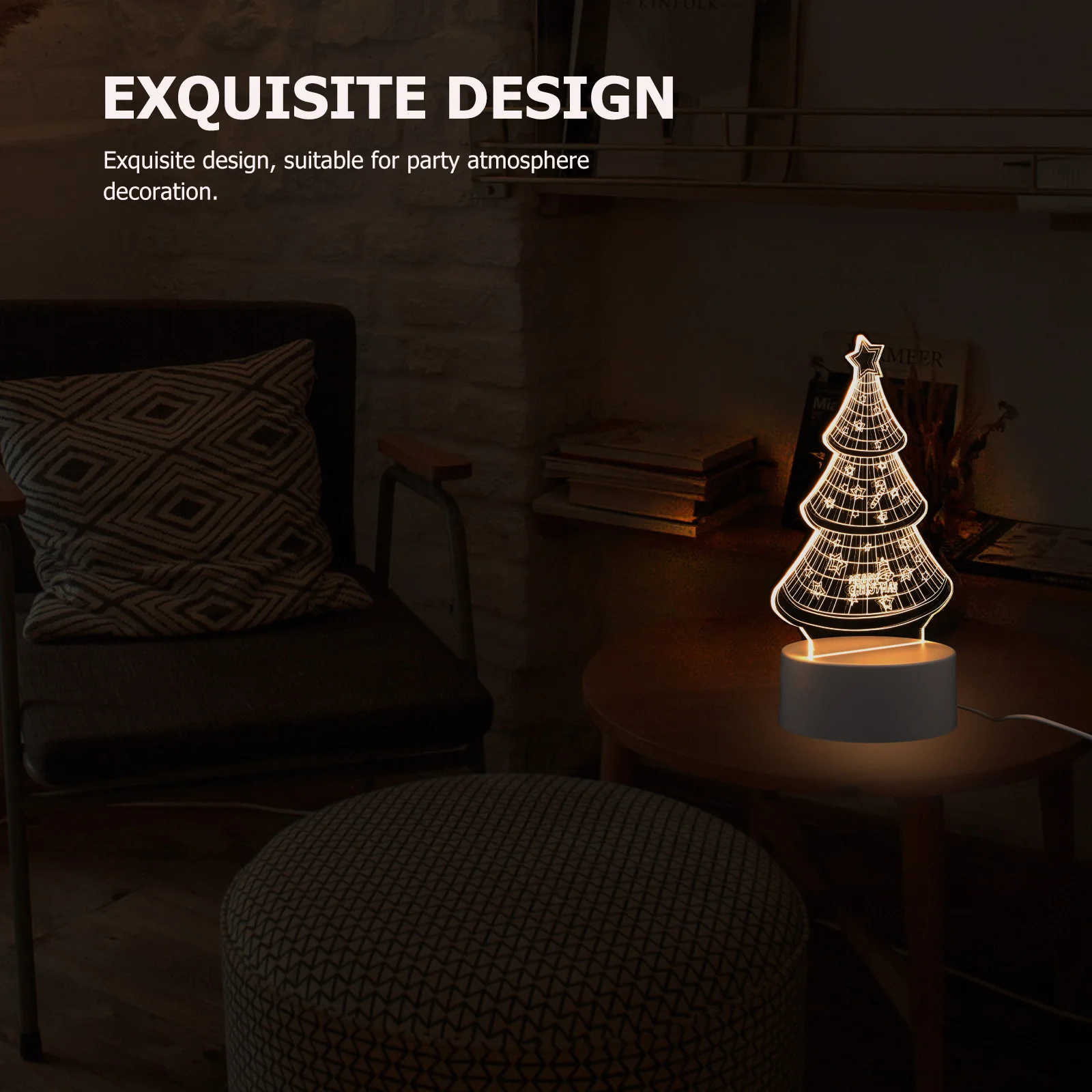 1Pcs 3D Christmas Tree Night Light Decorative Lamp Indoor Atmosphere Light Warm Romantic Xmas Gift Lovely Table Lamp