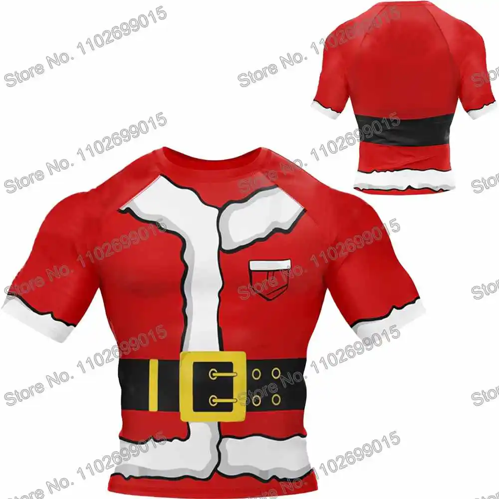 Babbo Natale Abbigliamento da surf Costume da bagno Uomini Indumenti protettivi dal sole Manica corta Protezione UV Immersioni Costumi Estate UPF 50+ Collant da spiaggia Donne Magliette