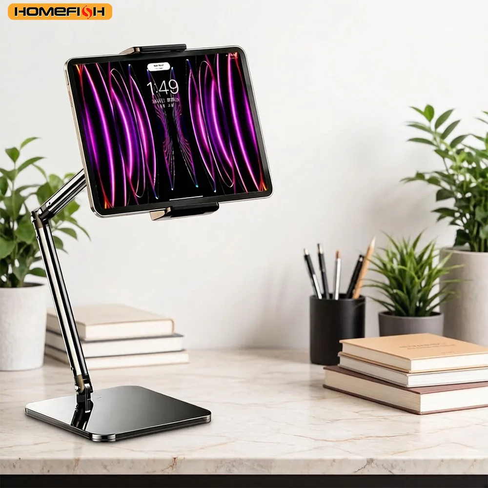 Adjustable Tablet Stand Holder 15 inch Long Metal Flexible Arm for 4.7-13 inch iPad Phone Ergonomic Desktop Holder Multi-Angle