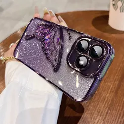 RedmiNote14 5G Case Luxury,Bling Quicksand Butterfly Case For Xiaomi Redmi Note 14 13 12 pro plus 14C 13C 12C Shockproof Cover
