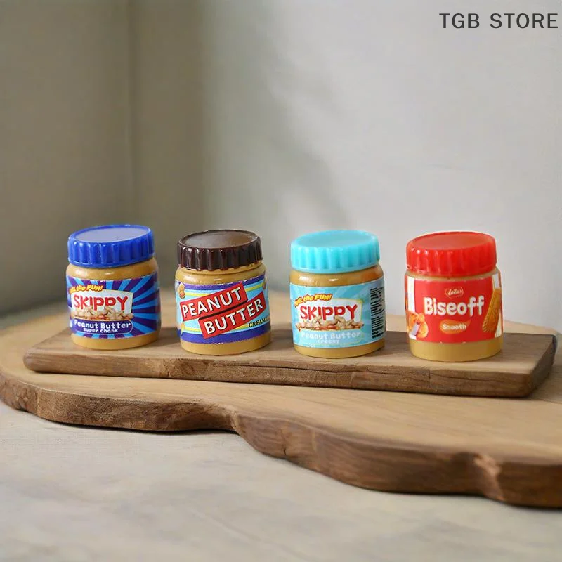 6 unids/set casa de muñecas en miniatura simulación de resina de mantequilla de maní modelo decoración juguete para muñeca accesorios juguete modelo decoración del hogar