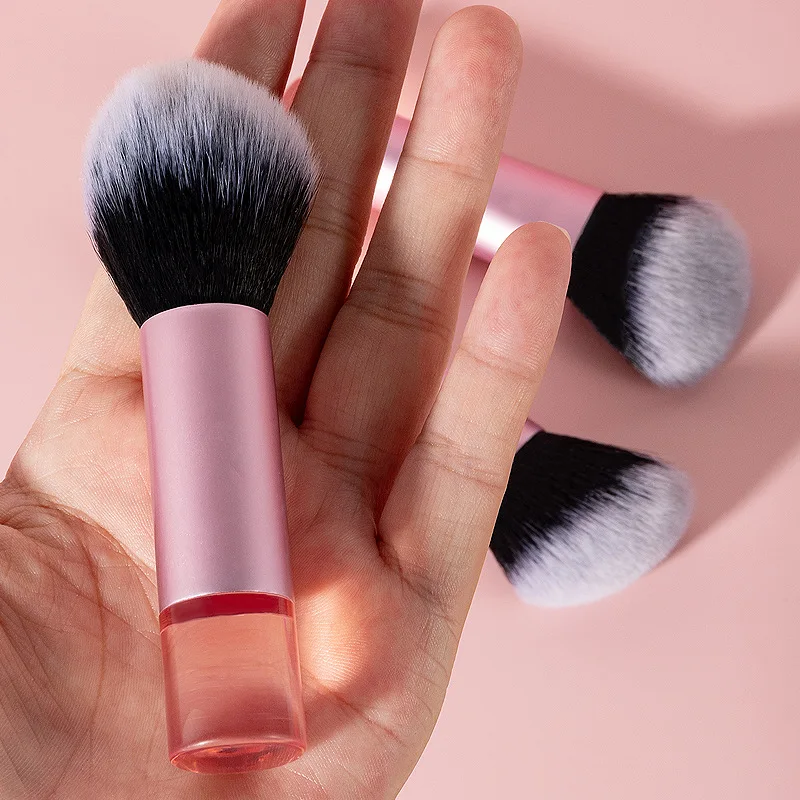 3pcs Mini Short Portable Makeup Brush Set Pink Blush Contouring Brush Foundation Loose Brush Cute Make Up Tools