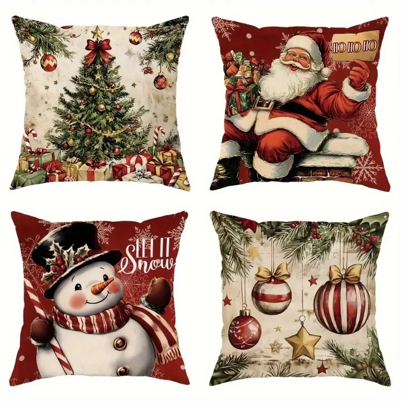 Weihnachts-Kissenbezug, Weihnachtsbaum, Süßigkeiten-Kissenbezug, Weihnachtsmann-Geschenk, 45,7 x 45,7 cm, warm herzförmig, Cartoon-Sofa, Heimdekoration