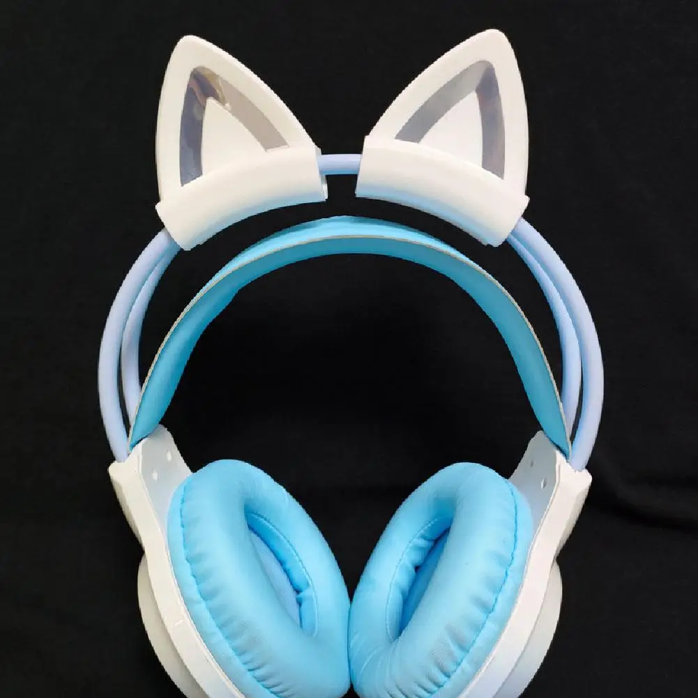 Pink Silicone Cat Ears For Headphones Black Wireless Wired Headset Gamer Cute Ears Lovely Kids Girls Helmet Gaming Accessories ﻿