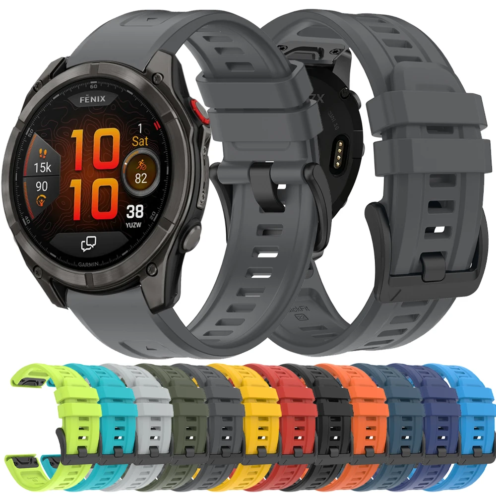 QuickFit 22 mm 26 mm Silikonarmband für Garmin Fenix 8 Pro E 7X 7 Solar/6X 6 5/Epix/Forerunner 970 965/Instinct 3 2X Offizielles Band