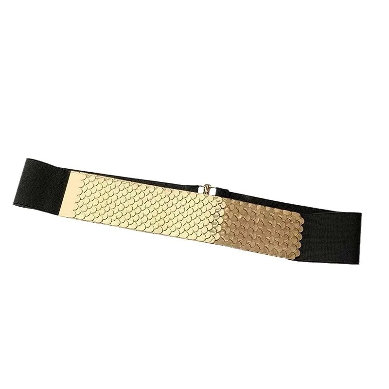Cintura larga con sigillo in vita alla moda Pratica scala di pesce in metallo Abito decorativo alla moda Vendita calda Cintura elastica per tutto il cappotto