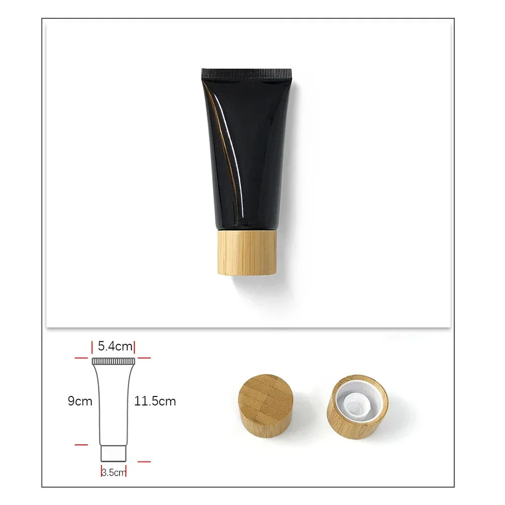 50g tubo suave de plástico negro botella exprimible recargable cosmética 50ml crema de manos maquillaje loción corporal contenedor vacío