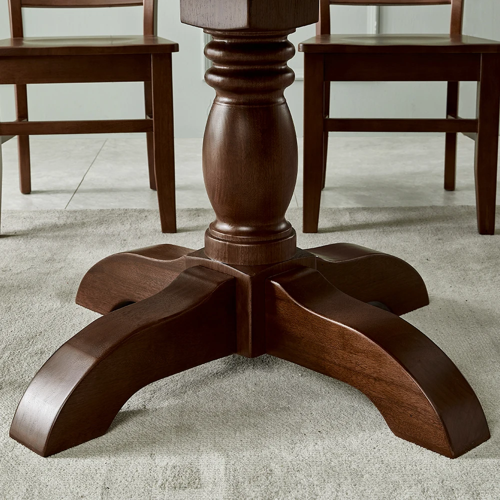 LTT  all solid wood dining table retractable folding square becomes round home restaurant dining table and chairs