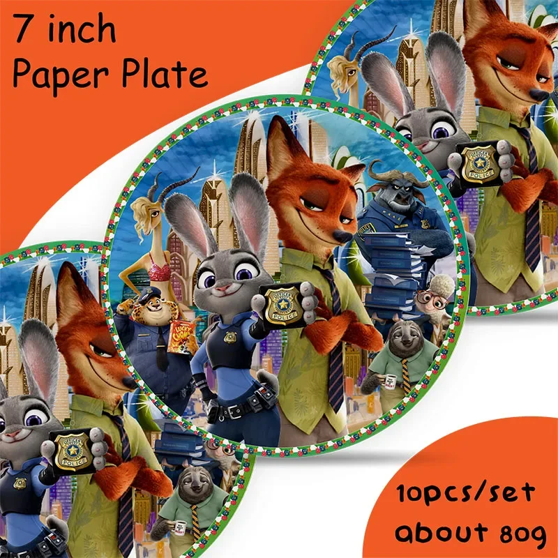 Disney dibujos animados Zootopia animal decoración de fiesta de cumpleaños globo plato Banner telón de fondo suministros de pastel Banner para Baby Shower