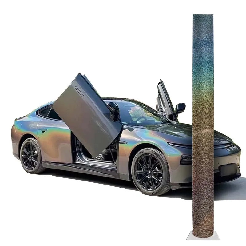 PET Glossy Grey PET Dry Sticker Wrap Vinyl Rolls Car Color Changing Wrap Vinyl Full Body Car Wrapping Film Body Sticker