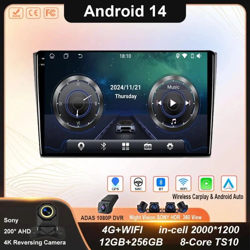 

Android 14 Car Radio Player Stereo Head Unit For Mazda CX9 CX-9 CX 9 TB 2006 - 2016 GPS Navigation Wireless Android Auto 5G WIFI