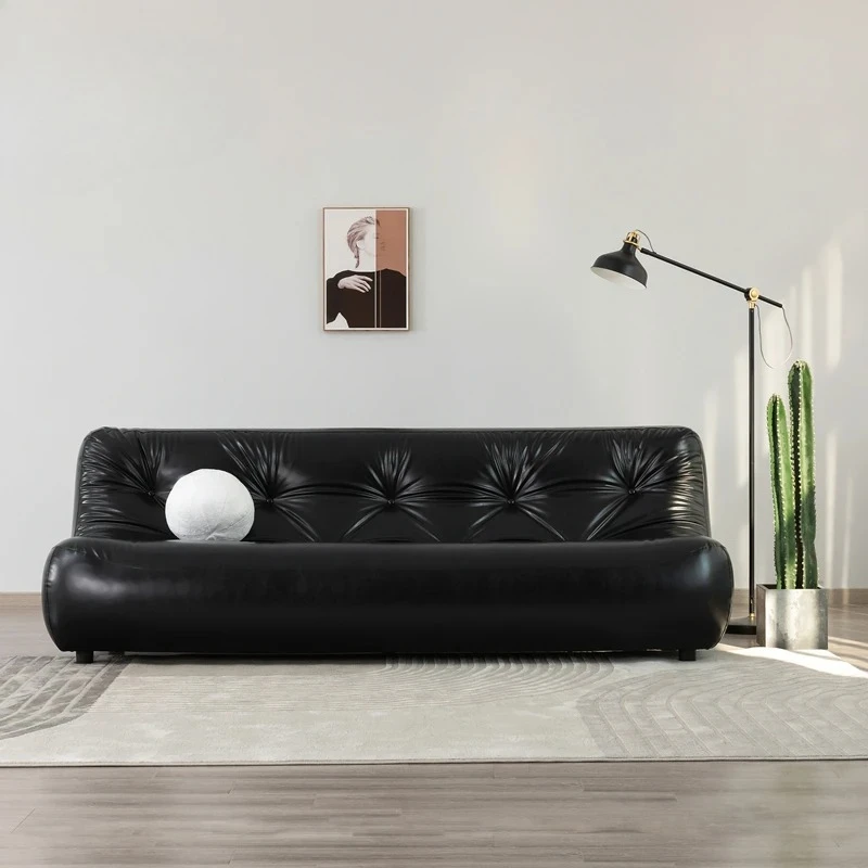 

Sofá triple doble con forma de suelo a techo/caterpillar de cuero negro pickali resistente al desgaste para gatos