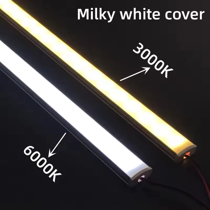 1-20 PCS tira rígida de LED DC12V 50 CM 20 polegadas SMD5730 36LEDs em forma de U/V plana LED canal de alumínio tira rígida para iluminação interna