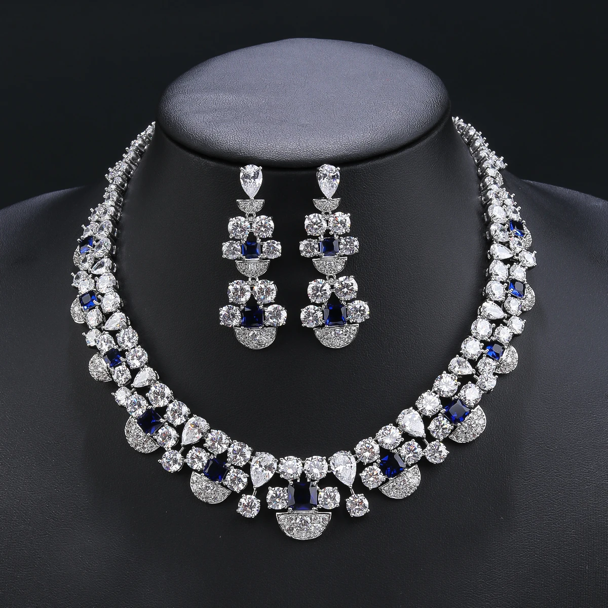 

Trendy Cubic Zirconia Necklace Earrings Sets Women Bridal Wedding Costume Accessories Jewelry CN11326