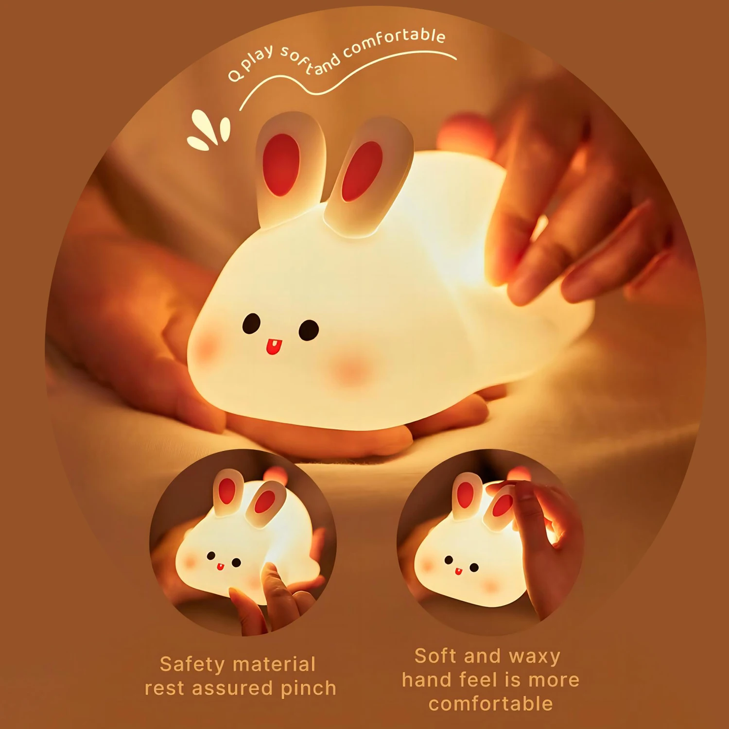 Cute LED Night Light Panda Sheep Rabbit Silicone Nightlights USB Rechargeable For Bedroom Decoration Kids Birthday Gift