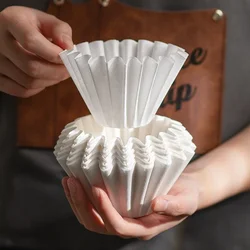 Papier filtre à café ondulé de type goutte à goutte, tasse filtrante Origami, gâteau infusé à la main, 1-4 portions