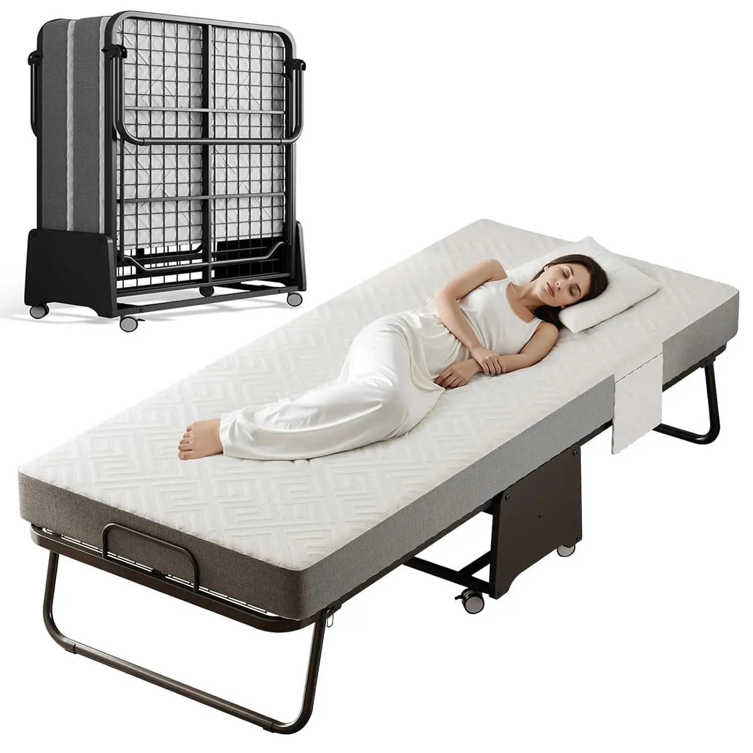 Deluxe Folding Bed with Memory Foam Mattress, 75