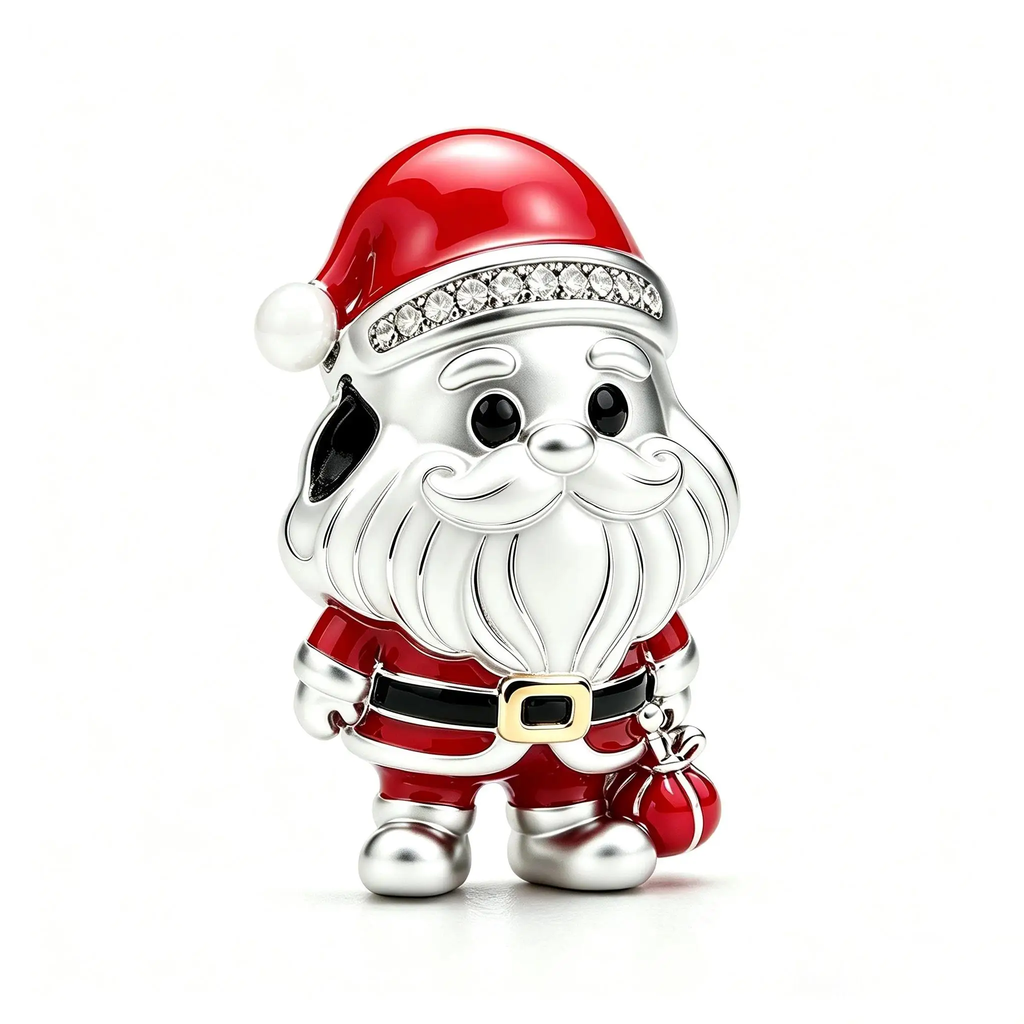 925 Sterling Silber Weihnachtsparty Neuer Niedlicher Santa-Charm Perlen DIY 3mm Armband Schlüsselanhänger für Frauen Exquisites Schmuckgeschenk – Detail 2