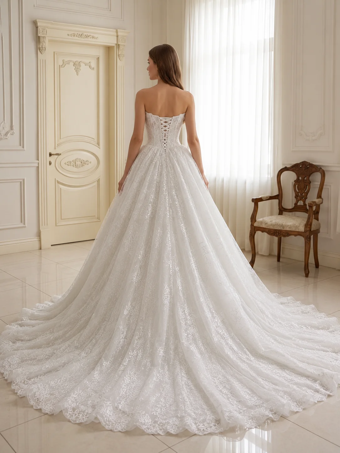 Luxury Lace Ball Gown Wedding Dress for Women 2026 Corset Back Bridal Gown Princess Custom Made amanda novias official Vestido