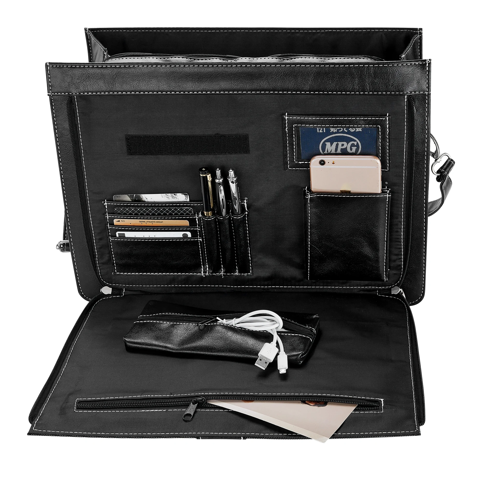 PU Oxford Fabric Vintage Lawyer Executive Satchel High Capacity Notebook Business Men Commuting Laptop Hand Bag Briefcase