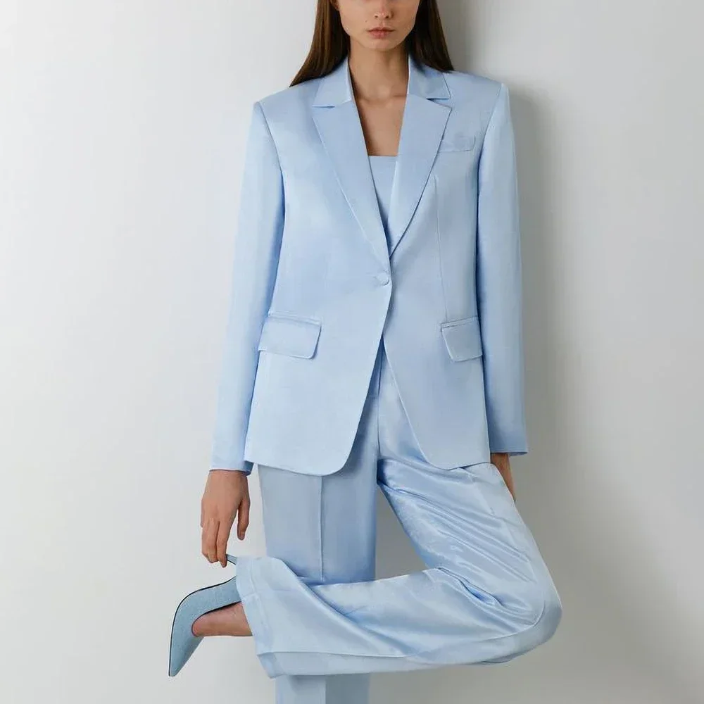 Abiti da sera formali dritti con scollo a V in raso classico azzurro cielo Abiti da ballo per feste di compleanno personalizzati