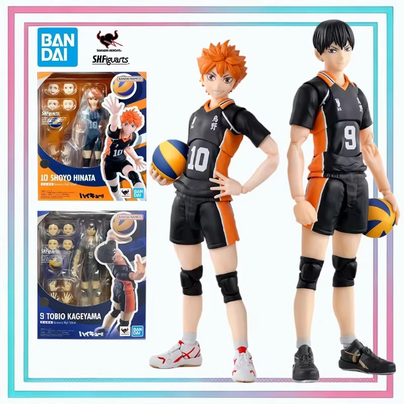 BANDAI Original S.H.Figuarts Haikyuu Hinata Shoyo Kageyama Tobio Karasuno High School Action Anime Figure Model Toy Gift for Kid