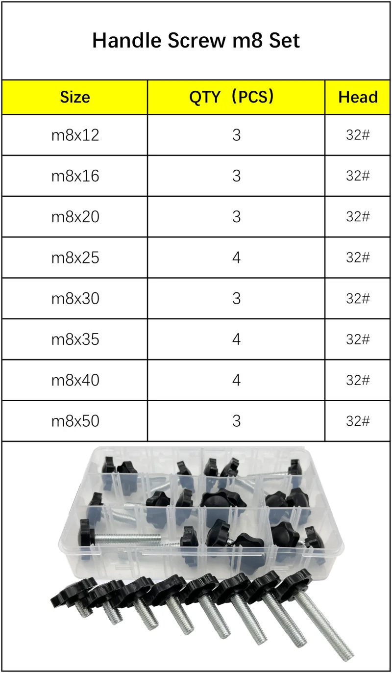M5 M6 M8 Sternform Gewinde Klemmgriff Bolzen Bakelit Handknopf Anziehschraube Industrieausrüstung Kunststoff Stahl Set – Detail 5