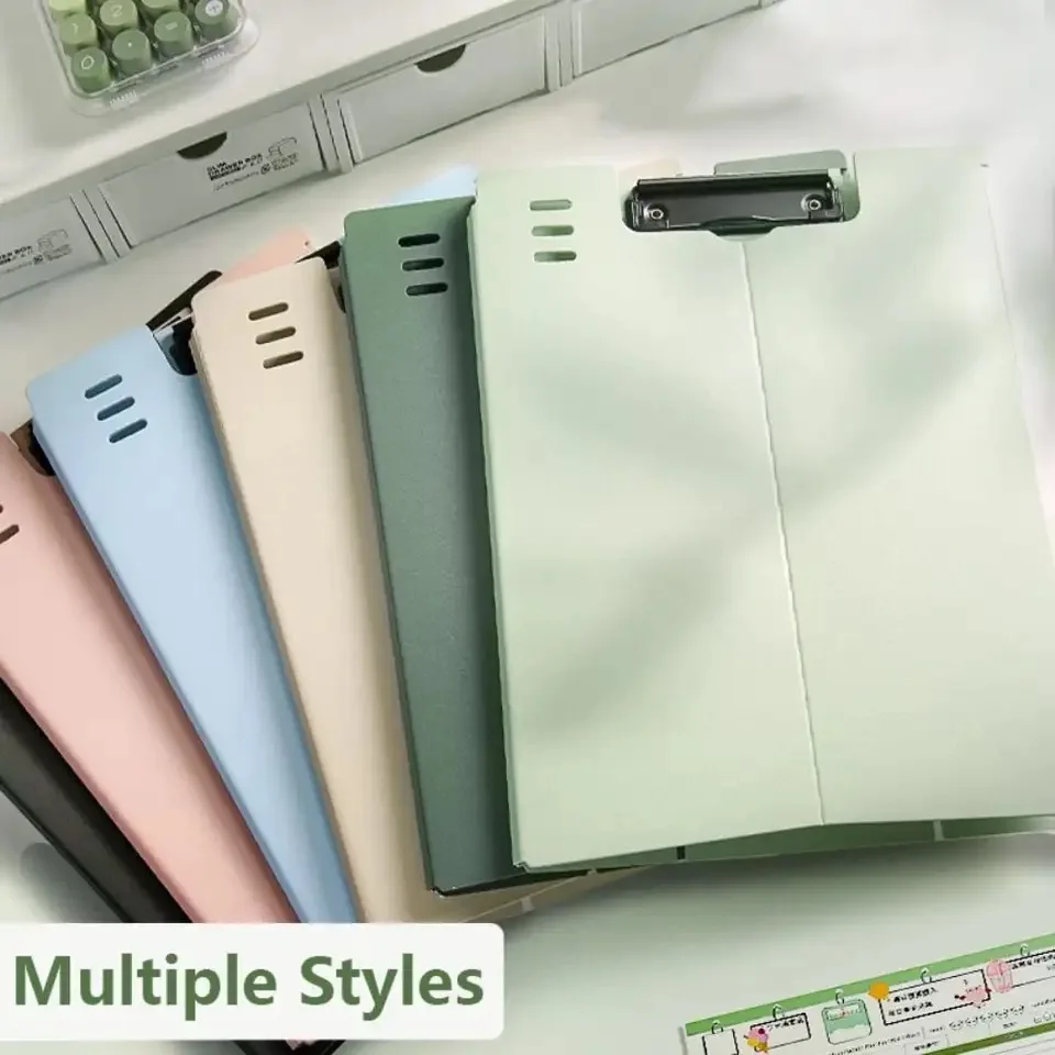 1Pcs Writing Pad Memo Clip Board Verhical Plate Clamp A4 File Folder Multifunction Clipboard Dual-use Paper Storage Organizer