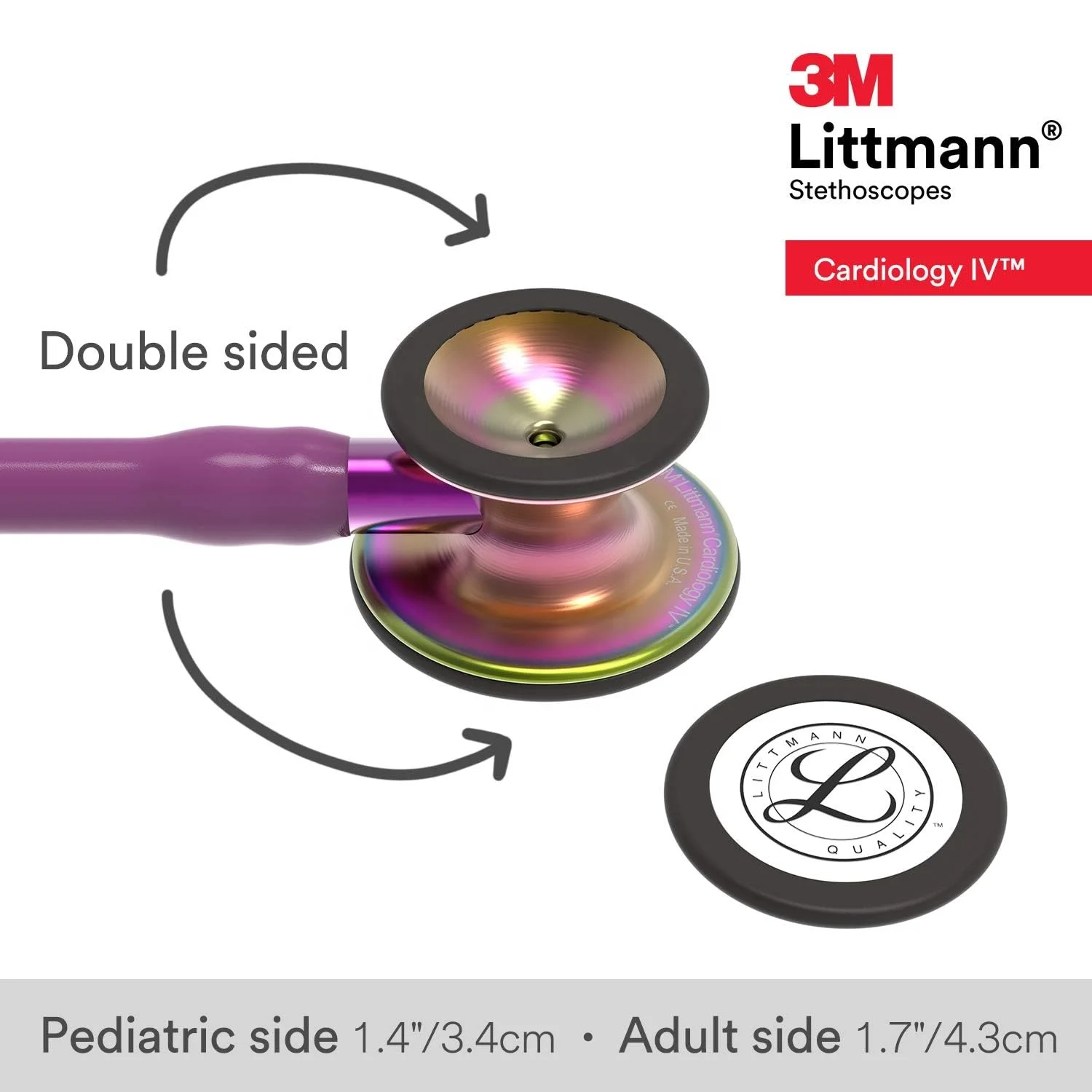 6205 3M Littmann Cardiology IV Stethoscope, 6205, plum tube, rainbow chestpiece violet stem