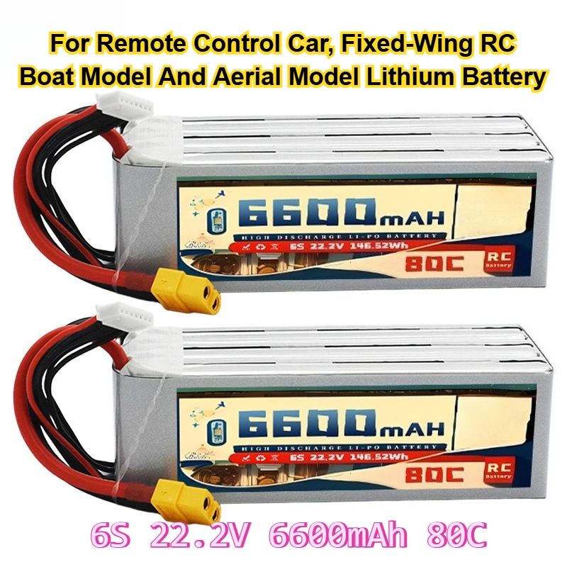 

6S 22.2V 6600mAh 80C Rechargeable Batteries for Remote Control Car, Fixed-Wing RC Boat Model And Aerial Model Lithium Battery
