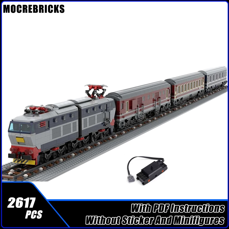 Train Trinacria Express avec moteur électrique, chemin de fer urbain MOC-154019, modèle de technologie, briques d'assemblage, jouets, ensembles de bricolage pour enfants, cadeau