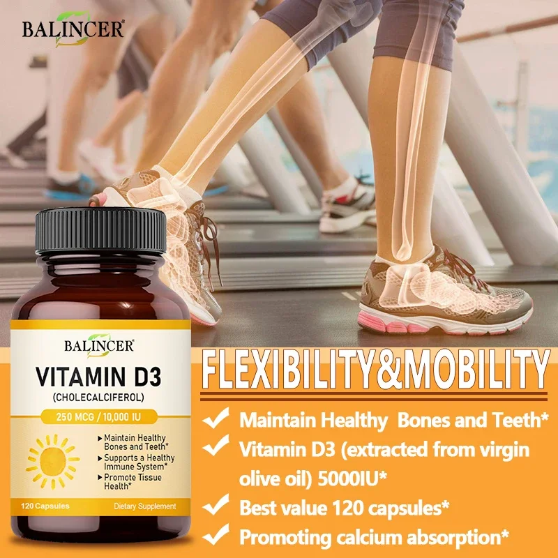 Vitamin D3 10,000 IU, Supports Bone and Teeth Health, Immune System, Promotes Calcium Absorption, Non-GMO, Gluten-free