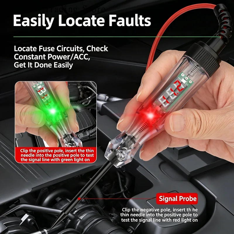 3V-120V Car Diagnostic Digital Display Probe Test Pen Car With Cover Voltage Circuit Tester Auto Electric Measuring Pen