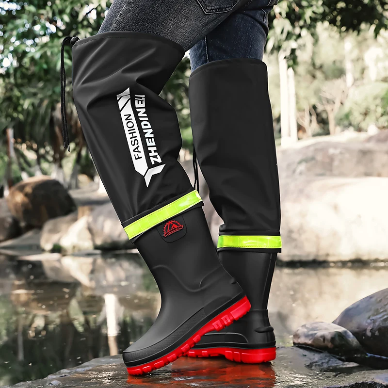 Couple Style Outdoor Fishing Boots Men's Fashion Rain Boots High-Top Rain Boots for Outer Wear Long-Tube Waterproof and Non-Slip