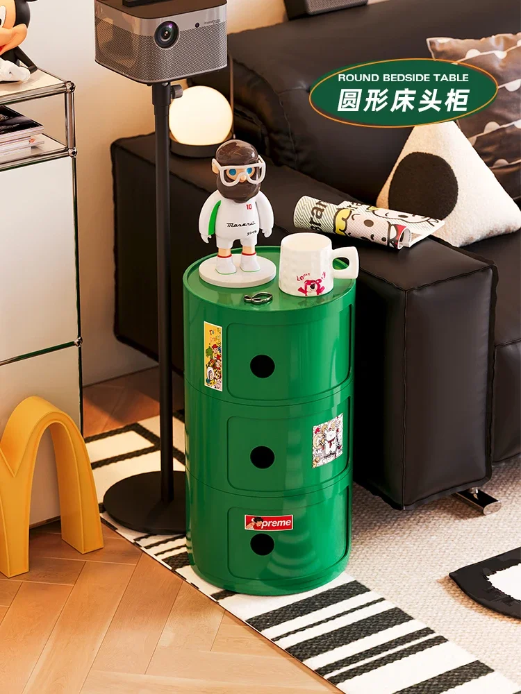 Nordic round bedside table ins Internet celebrity modern minimalist creative storage small cabinet bedroom simple storage