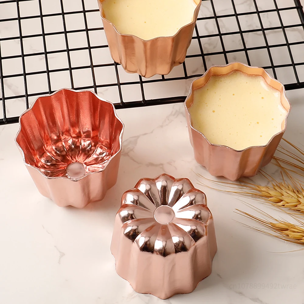 4pcs Canele Mold Cake Pan Non-Stick Canele Muffin Bakeware Cupcake Pan Mini Cupcake Holders Cake Mold DIYCake Muffin Baking Tool