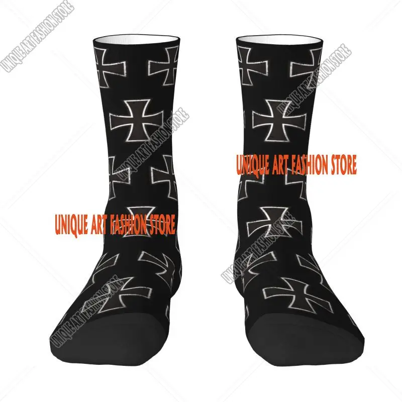 Cute Print German Iron Cross Socks for Women Men Stretchy Summer Autumn Winter Crew Socks